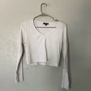 Top shop cropped white long sleeve top